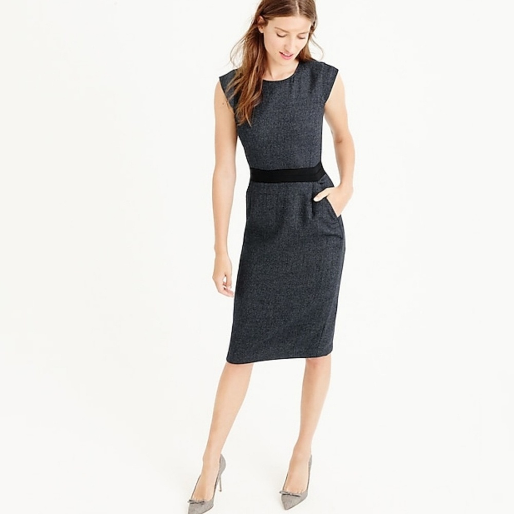 🆕 J. Crew Cap-sleeve dress in mini-dot wool